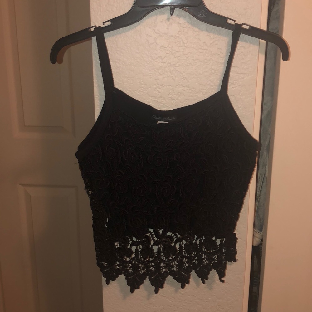 Black asymmetrical spaghetti strings tops